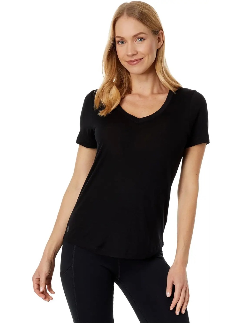 Smartwool Ultralight Black V-Neck Short Sleeve Tee Top Women’s Large